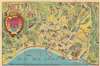 1950 Poisson Pictorial Map of Nice, French Riviera, France
