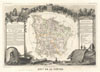 1852 Levasseur Map of the Department De La Nievre, France (Burgundy or Bourgogne Wine Region)