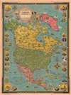 1945 Chase Pictorial Map of North America Published in Spanish