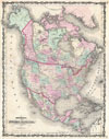 1862 Johnson Map of North America (Canada, United States, Mexico)