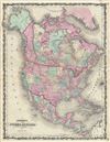 1863 Johnson Map of North America (Canada, United States, Mexico)