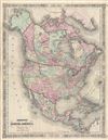1866 Johnson Map of North America (Canada, United States and Mexico)