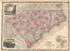 1864 Johnson Map of North Carolina and South Carolina