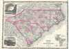 1863 Johnson Map of North Carolina and South Carolina