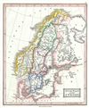 1845 Ewing Map of Scandinavia (Norway and Sweden)