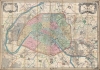 1873 Clérot Folding Wall City Plan or Map of Paris, France