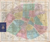 1870 Hachette Pocket Map of Paris, France