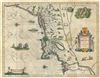 1638 Blaeu Map of New England and New York (1st depiction of Manhattan as an Island)