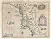 1635 Blaeu Map of New England and New York (1st depiction of Manhattan as an Island)