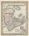 1877 Mitchell Map of New Brunswick and Nova Scotia, Canada