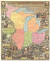 1936 William Mark Young Pictorial Map of Illinois, Ohio, Indiana, Michigan, and Wisconsin