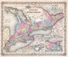 1855 Colton Map of Upper Canada or Ontario