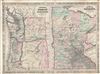 1866 Johnson Map of Oregon, Washington and Minnesota