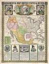 1847 Phelps Ornamental Propaganda Map of the Untied States (Manifest Destiny)