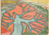 1954 Showa 29 Satirical Map of Mount Fuji, Japan as PM Shigeru Yoshida