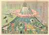 1954 Showa 29 Satirical Map of Mount Fuji, Japan as PM Shigeru Yoshida