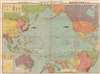 1935 Japanese Propaganda Map of Pacific World War II Theater (WWII)
