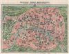 1911 Garnier Map of Paris, France w/Monuments