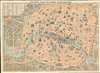 1890 Guilmin Pictorial City Plan or Map of Paris, France w/ Monuments