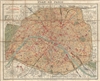 1910 Hachette Pocket Map of Paris, France