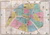 1863 Henriot Pocket Map of Paris, France