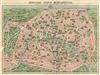 1937 A. Leconte Map of Paris, France w/ Monuments