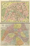 1946 Leconte Pocket Map or Plan of Paris, France Showing Monuments (w/ guidebook)