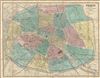 1866 Ledot Pocket Map of Paris, France