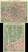 1924 Leconte Map or Plan of Paris w/Monuments and Map of Versailles