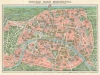 1928 A. Leconte Map of Paris France w/ Monuments