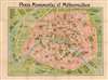 1913 Robelin Pictorial Map of Paris, France w/Monuments
