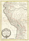 1775 Bonne Map of Peru, Ecuador, Bolivia, and the Western Amazon