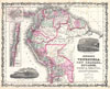 1862 Johnson Map of Peru, Bolivia, Venezuela, Columbia and Ecuador
