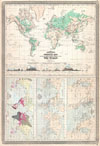 1870 Johnson Climate Map of the World w/ Physical Map, Tidal Map, Races and Declination