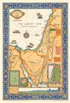 1928 Harold H. Brown Pictorial Map of the Holy Land / Israel / Palestine w/ Sinai