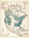 1884 Sargent Arboreal Map of North America Depicting Pine Trees
