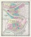1856 Colton Map of Pittsburgh, Pennsylvania and Cincinnati, Ohio
