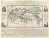 1830 Legrand Map of the World w/ decorative vingettes