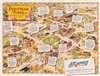 1945 Air Express Pictorial Map of an American Town during World War II