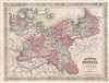 1866 Johnson Map of Prussia, Germany
