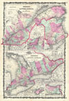 1862 Johnson Map of Ontario and Quebec, Canada