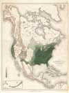 1884 Sargent Arboreal Map of North America Depicting Oak Trees