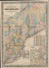 1862 Colton Railroad Tourist Pocket Map of New England