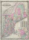 1886 Colton Railroad Tourist Pocket Map of New England