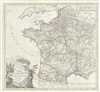 1758 Vaugondy Map of France w/ Postal Routes