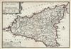 1701 De Fer Map of Sicily, Italy