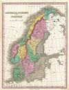 1827 Finley Map of Scandinavia: Norway, Sweden, Denmark