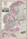 1864 Johnson Map of Scandinavia ( Norway, Sweden, Denmark, Prussia)