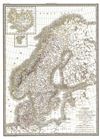 1830 Lapie Map of Scandinavia: Norway, Sweden, Denmark