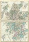 1851 Black Map of Scotland (Set of 2 Maps)